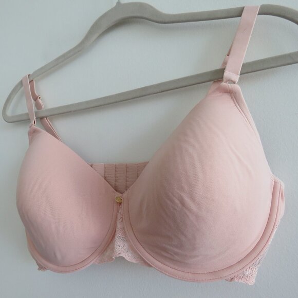 NATORI Bliss Perfection Unlined Underwired Lace Bra in Rose Beige - Size 36DD - Picture 7 of 14